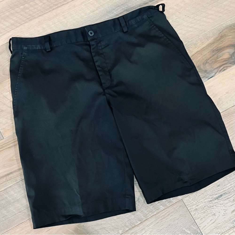 Men's 34 NIKE GOLF Performance Dri-Fit Flat Front Black 11" Chino SHORTS M38